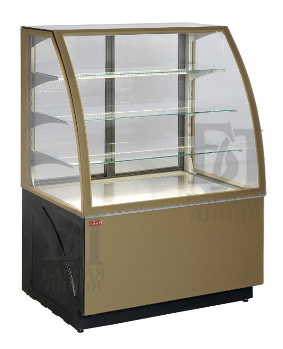 витрина кондитерская охлаждаемая unis aldan basic 1000, gold