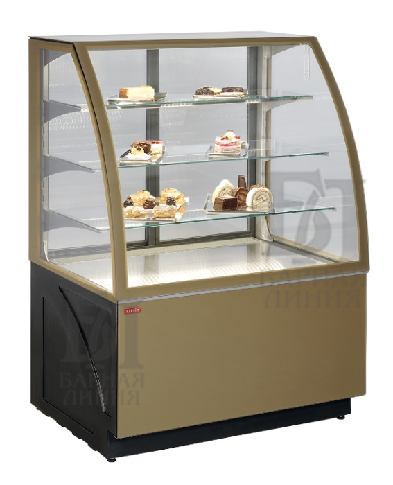 витрина кондитерская охлаждаемая unis aldan basic 1000, gold